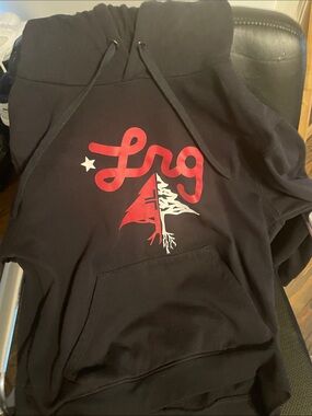 LRG Black Hoodie with Red and White Graphic